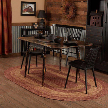 Burgundy Tan Jute Braided Rugs Oval VHC Brands - The Fox Decor